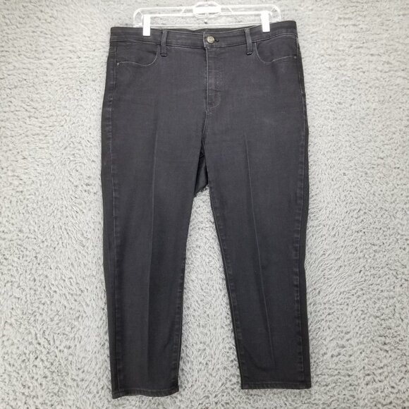 Talbots Jeans Womens 14 Petite Black High Rise Cropped Stretch Denim Capri - Picture 1 of 12